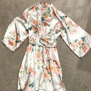 Short Satin Floral Robe